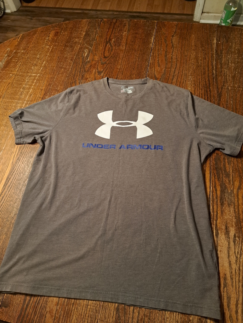 XL Under Armor Loose Heat Gear Grey White Blue Short Sleeve Tee Tshirt Pullover